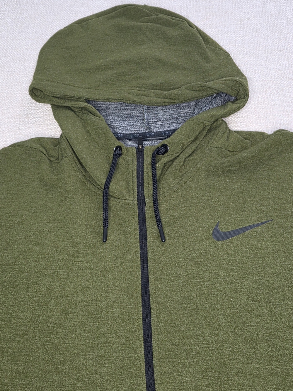 Nike Dri-FIT Full Zip Hoodie Mens 2XL Olive Green Athletic Performance Jacket